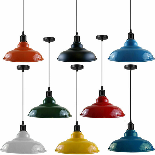 Simple Ceiling Pendant Colorful Design Metal Retro Light Lamp Shade Loft Bar Restaurant